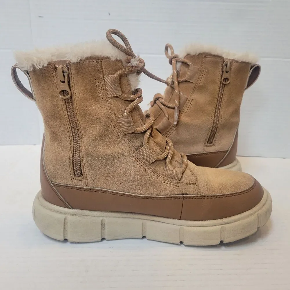 big kid sorel explorer iii snow winter boots waterproof brown suede leather sz 4